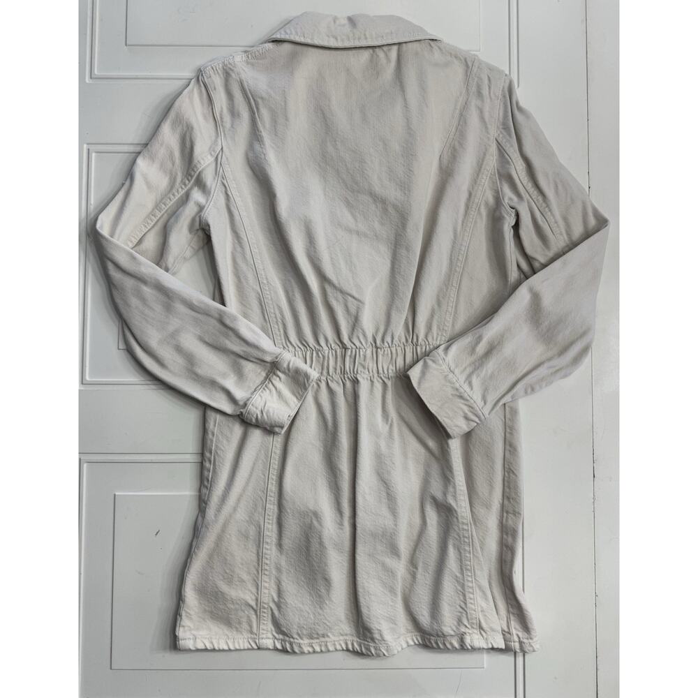 Zara White Denim Mini Dress Women Size Medium Snap Up Collared Cotton - Picture 6 of 6